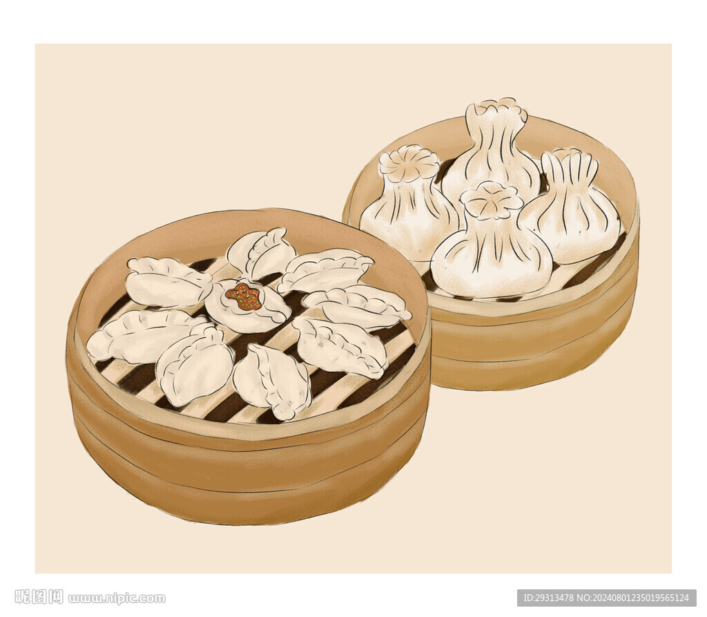 蒸饺包子手绘
