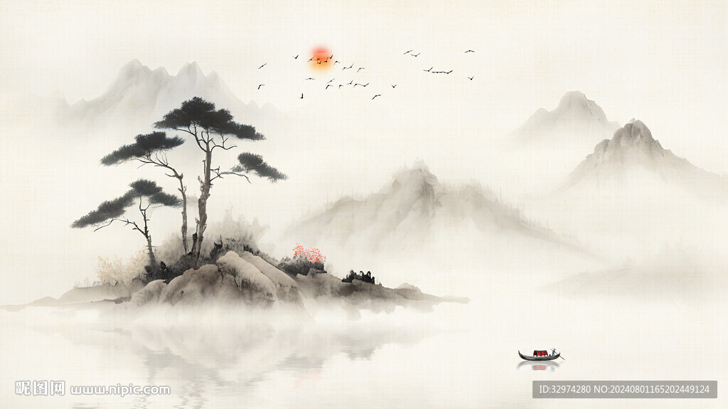 中国山水背景墙