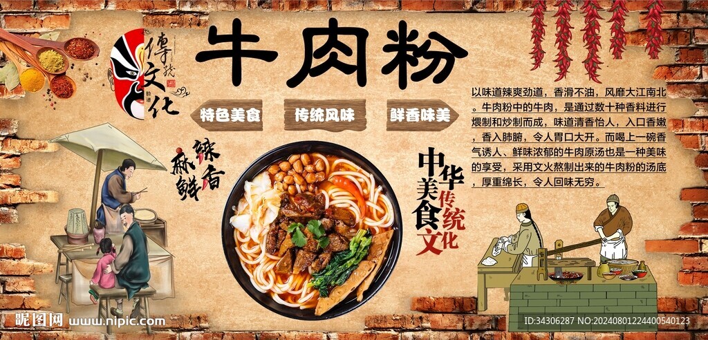 牛肉粉背景墙