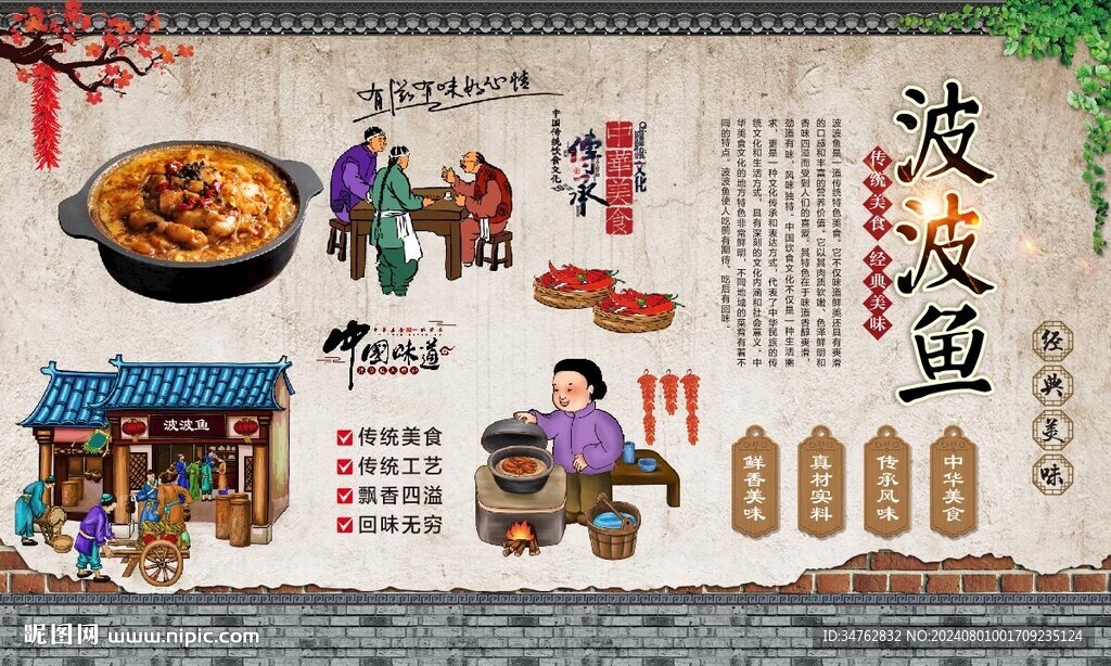 啵啵鱼背景墙 