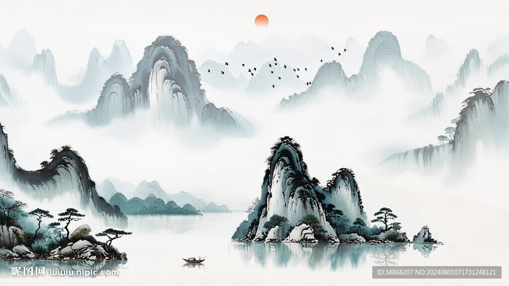 禅意山水背景墙