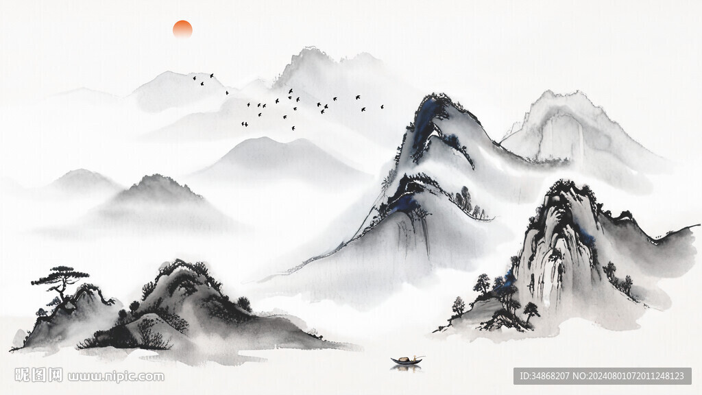 中式山水风景画