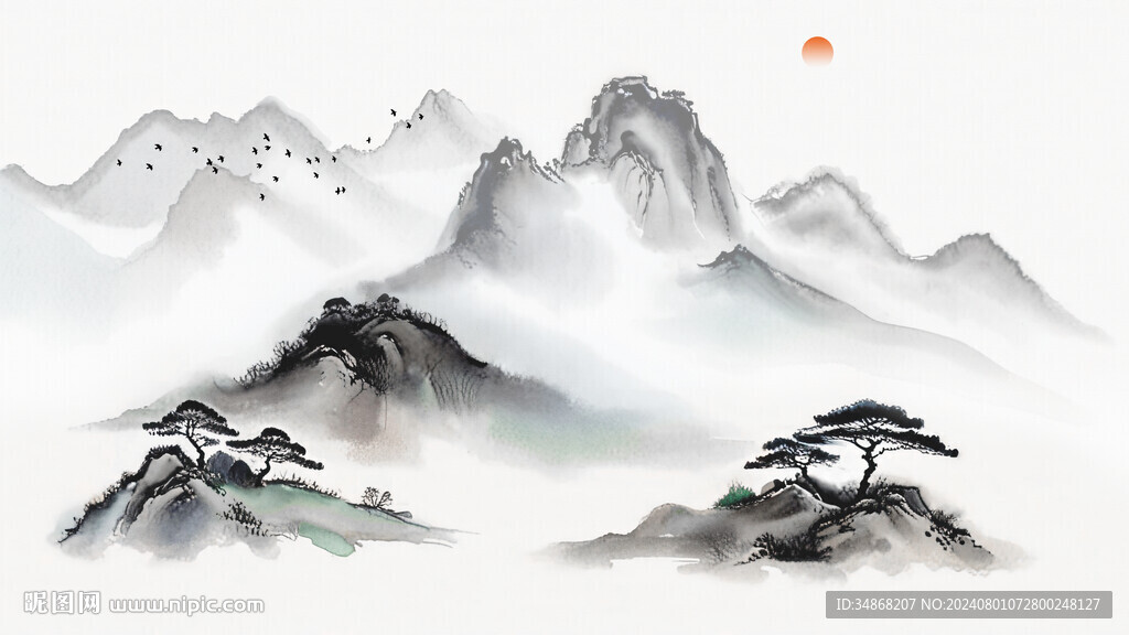 中式意境山水画