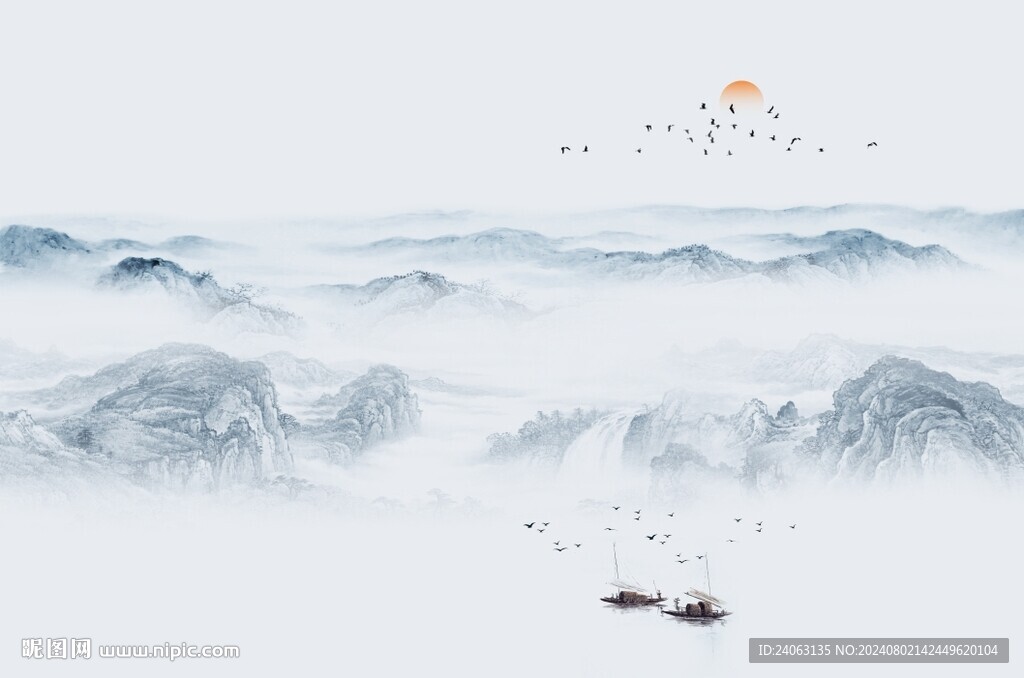 新中式山水背景墙