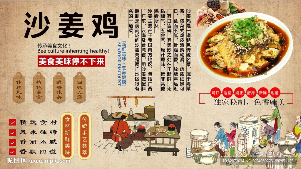 沙姜鸡背景墙