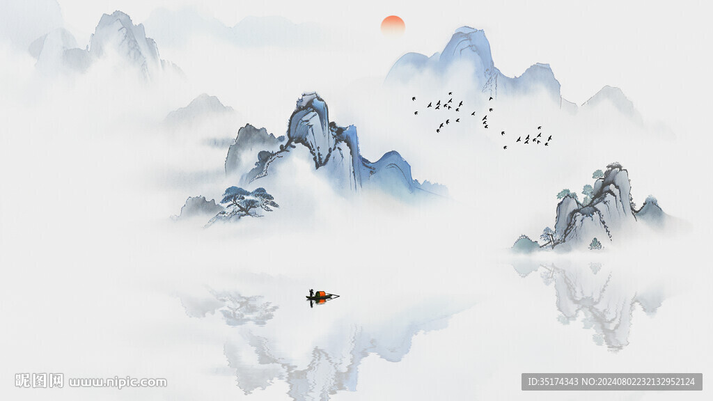 意境水墨山水画