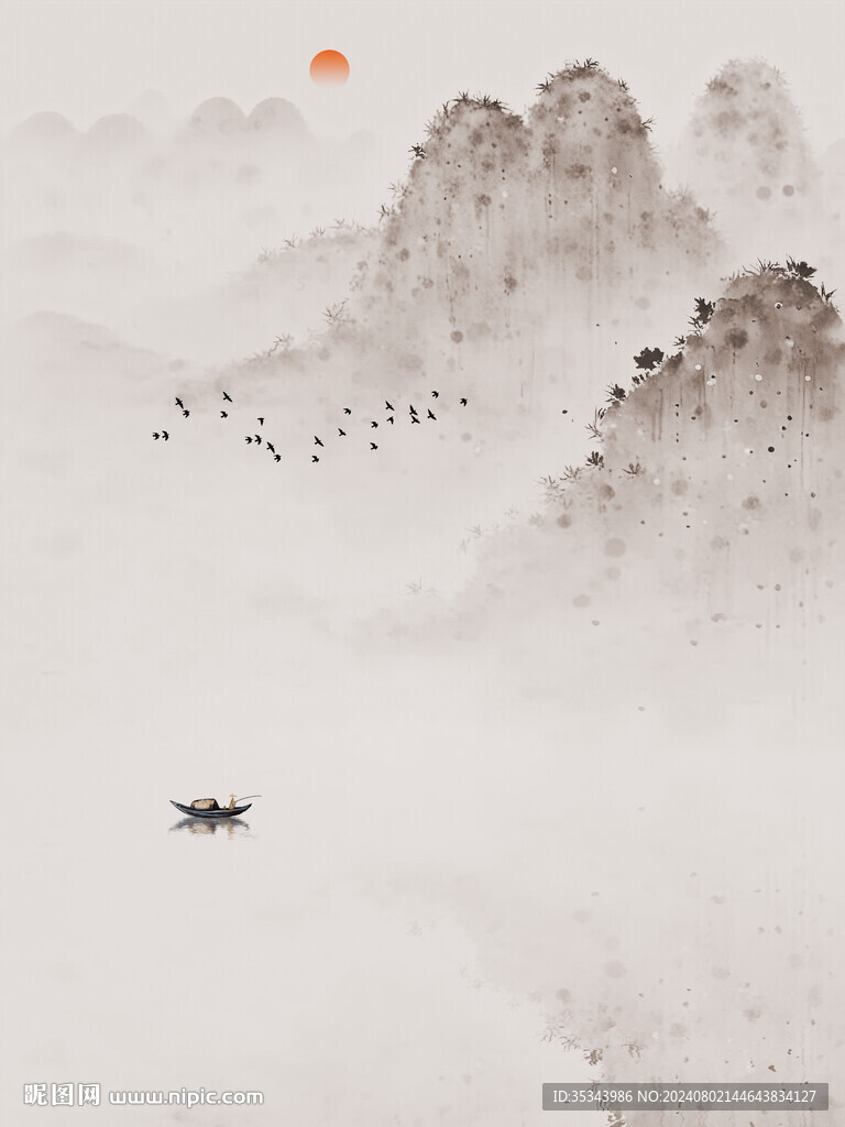 新中式简约水墨画