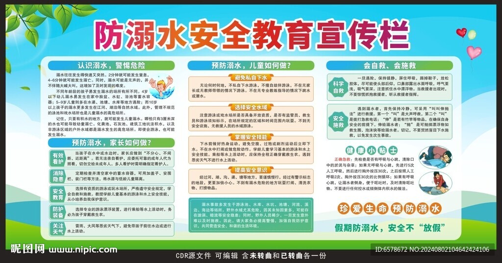 预防溺水安全教育宣传栏