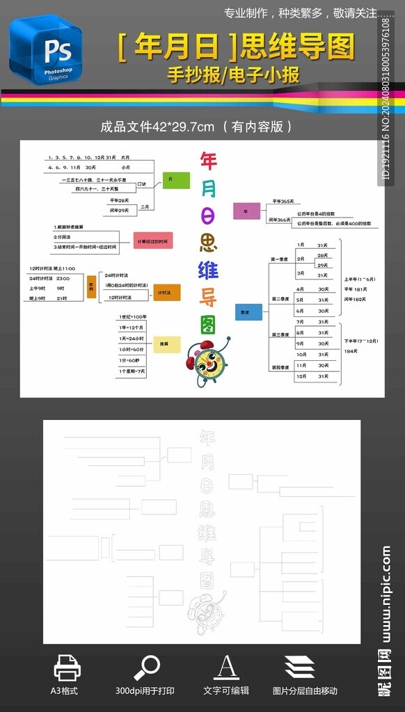 年月日思维导图手抄报小报