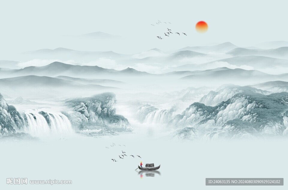 水墨山水背景墙