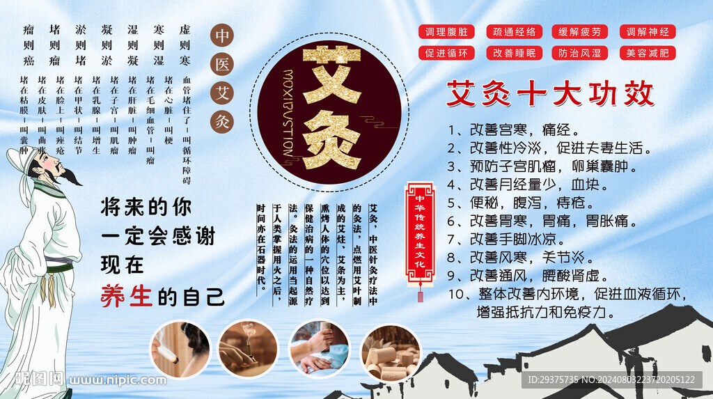 艾灸背景墙