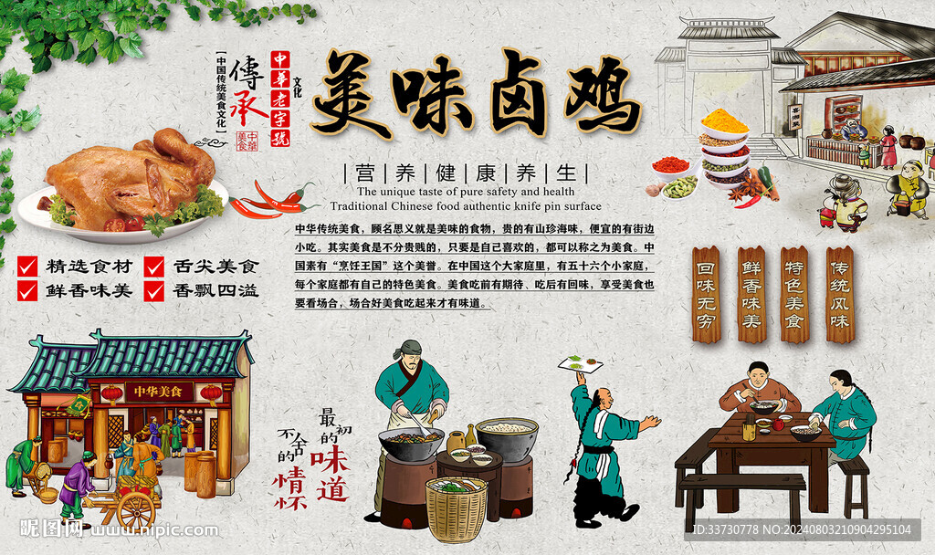 美味卤鸡背景墙