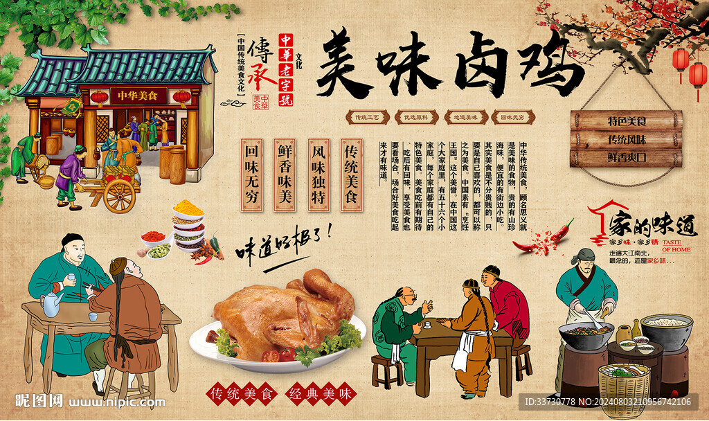 美味卤鸡背景墙