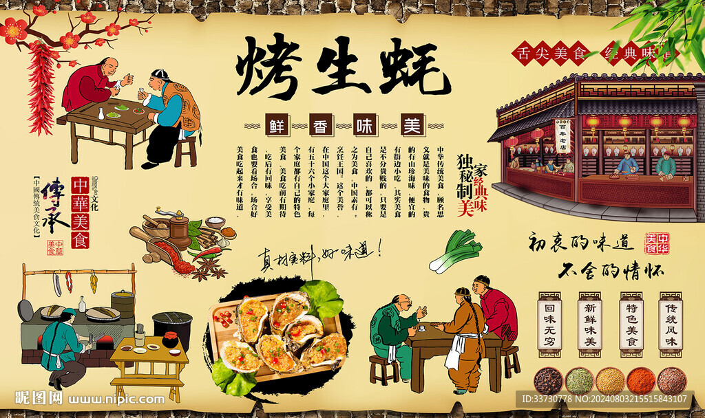 烤生蚝背景墙