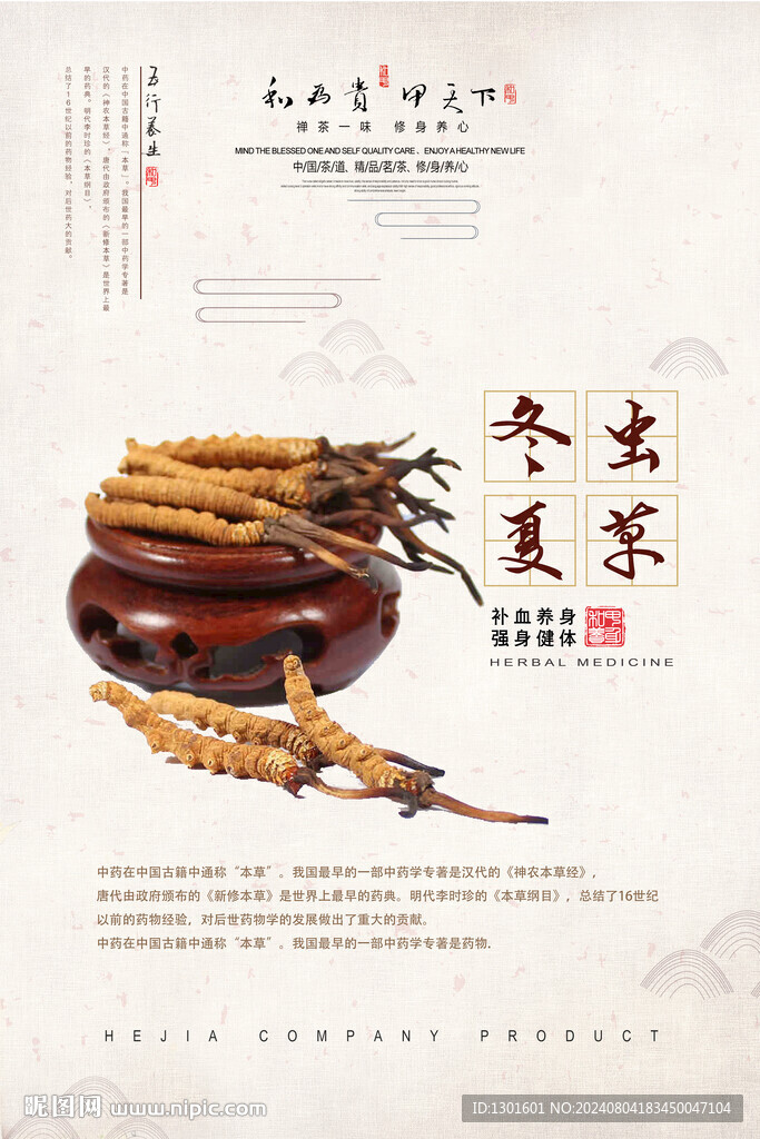 冬虫夏草中药海报