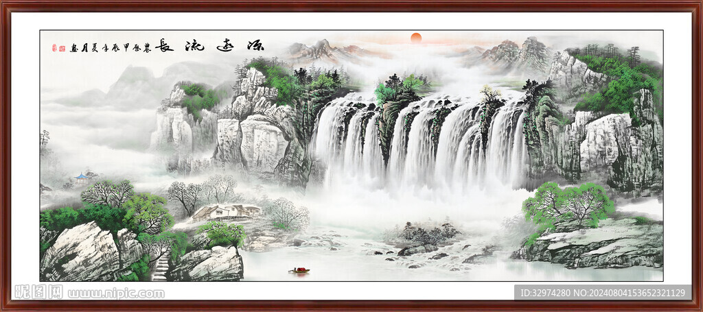 写意青绿山水画