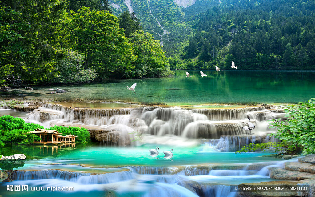 流水生财电视沙发背景墙