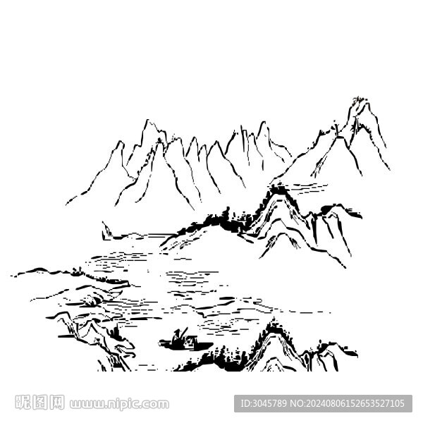 矢量图形水墨山水图