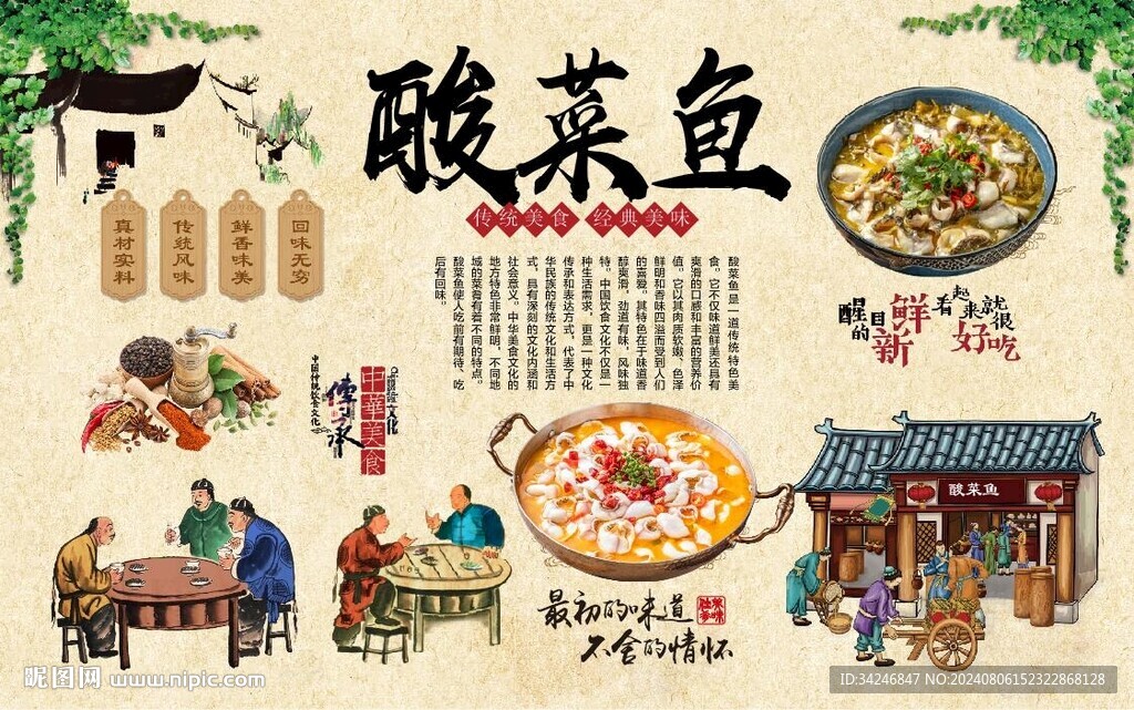 酸菜鱼背景墙 