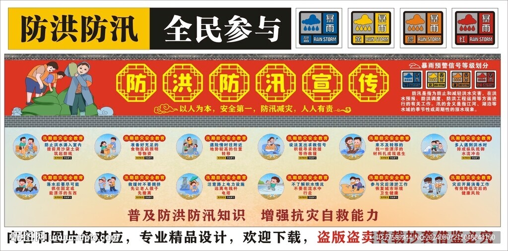 防洪防汛海报展板科普宣传