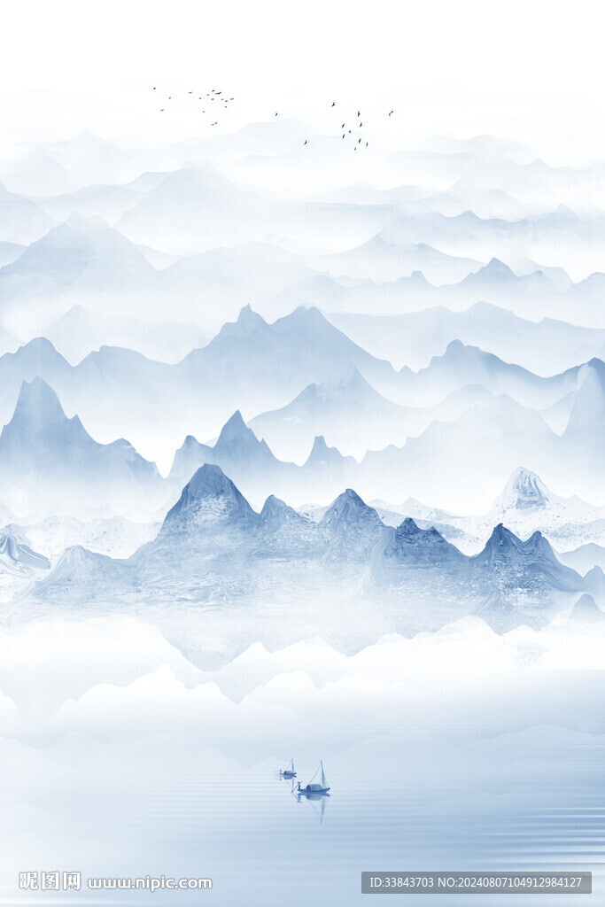 新中式水墨山水画