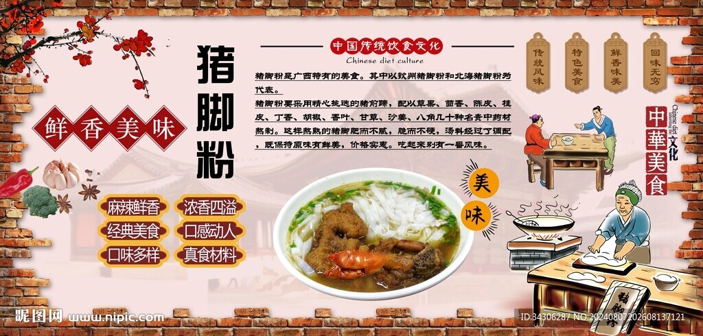 猪脚粉背景墙