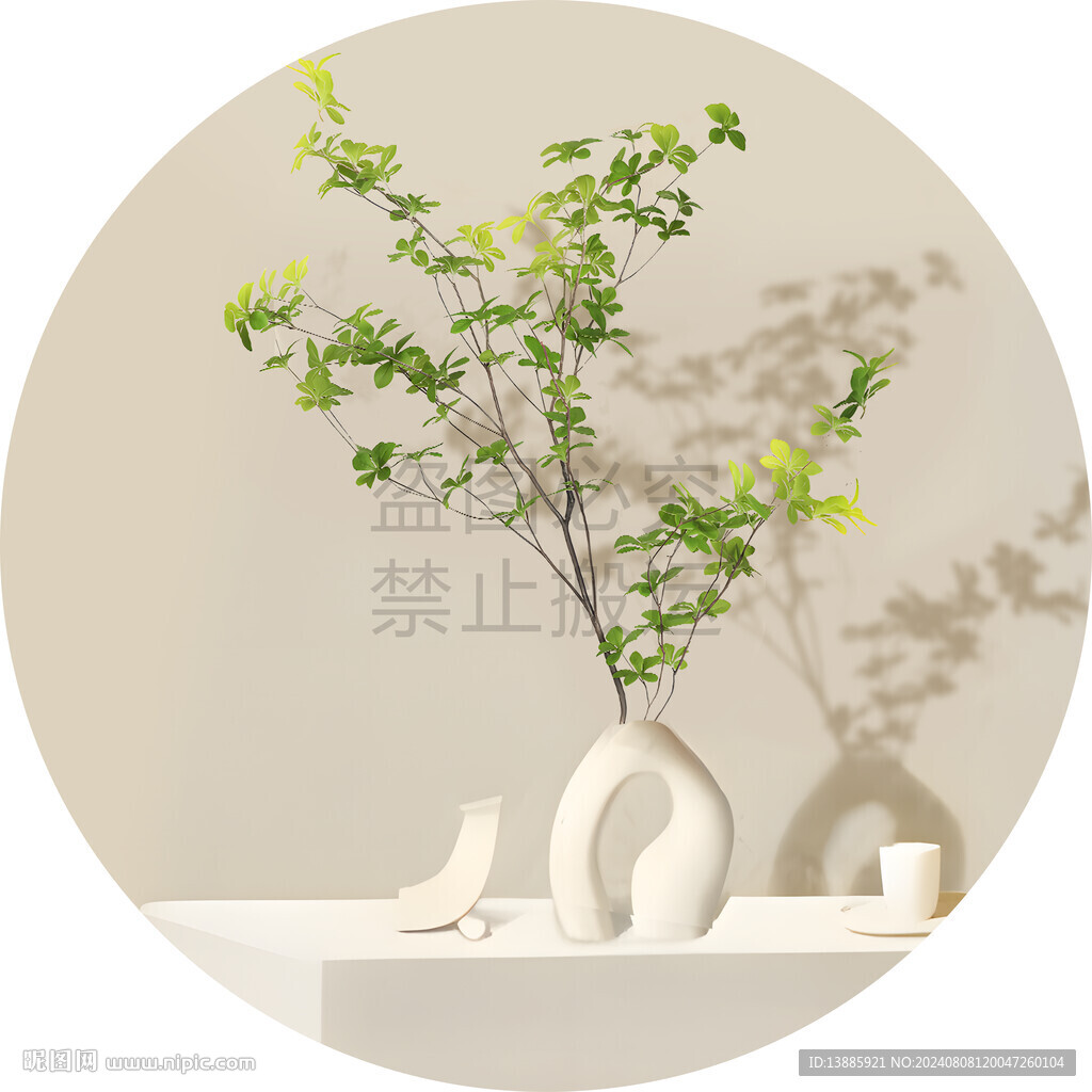 花瓶圆形装饰画
