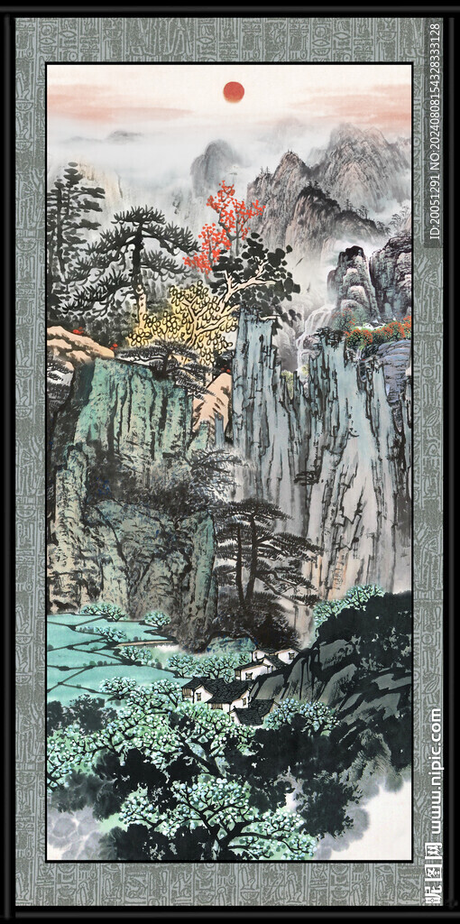 竖幅山水画 