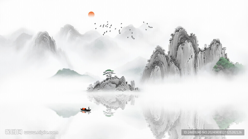 新中式山水意境背景墙