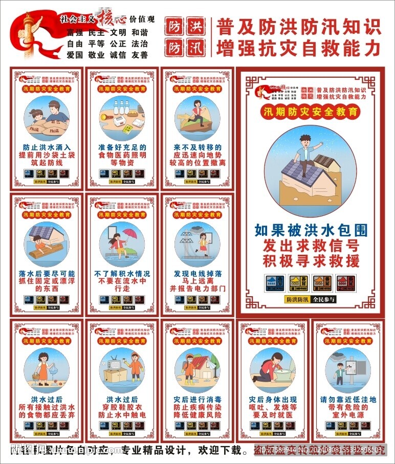 防洪防汛海报展板科普宣传