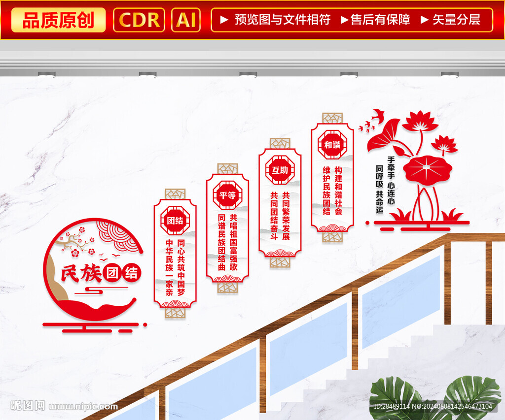 民族团结楼梯文化墙