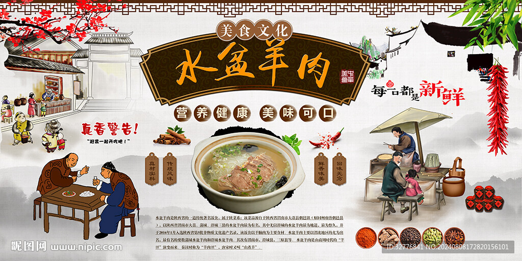 水盆羊肉背景墙