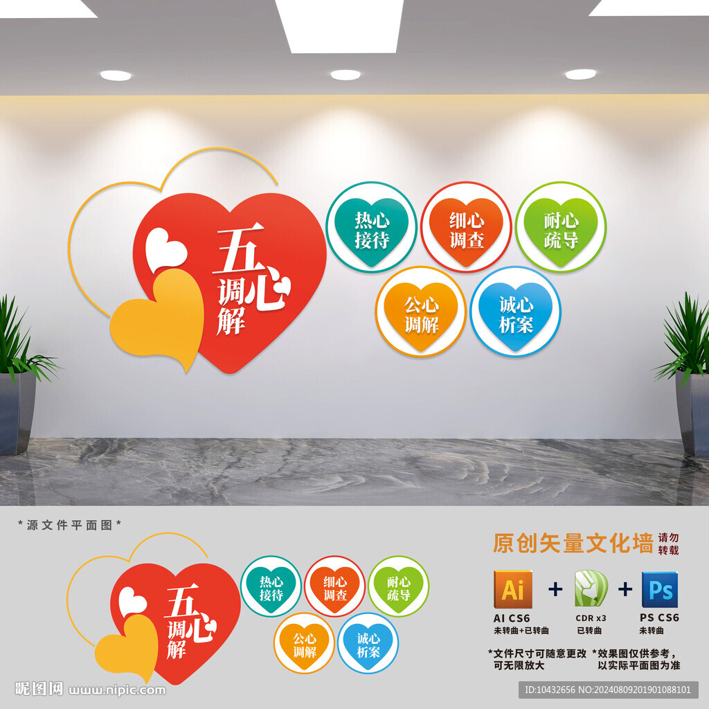 五心调解文化墙