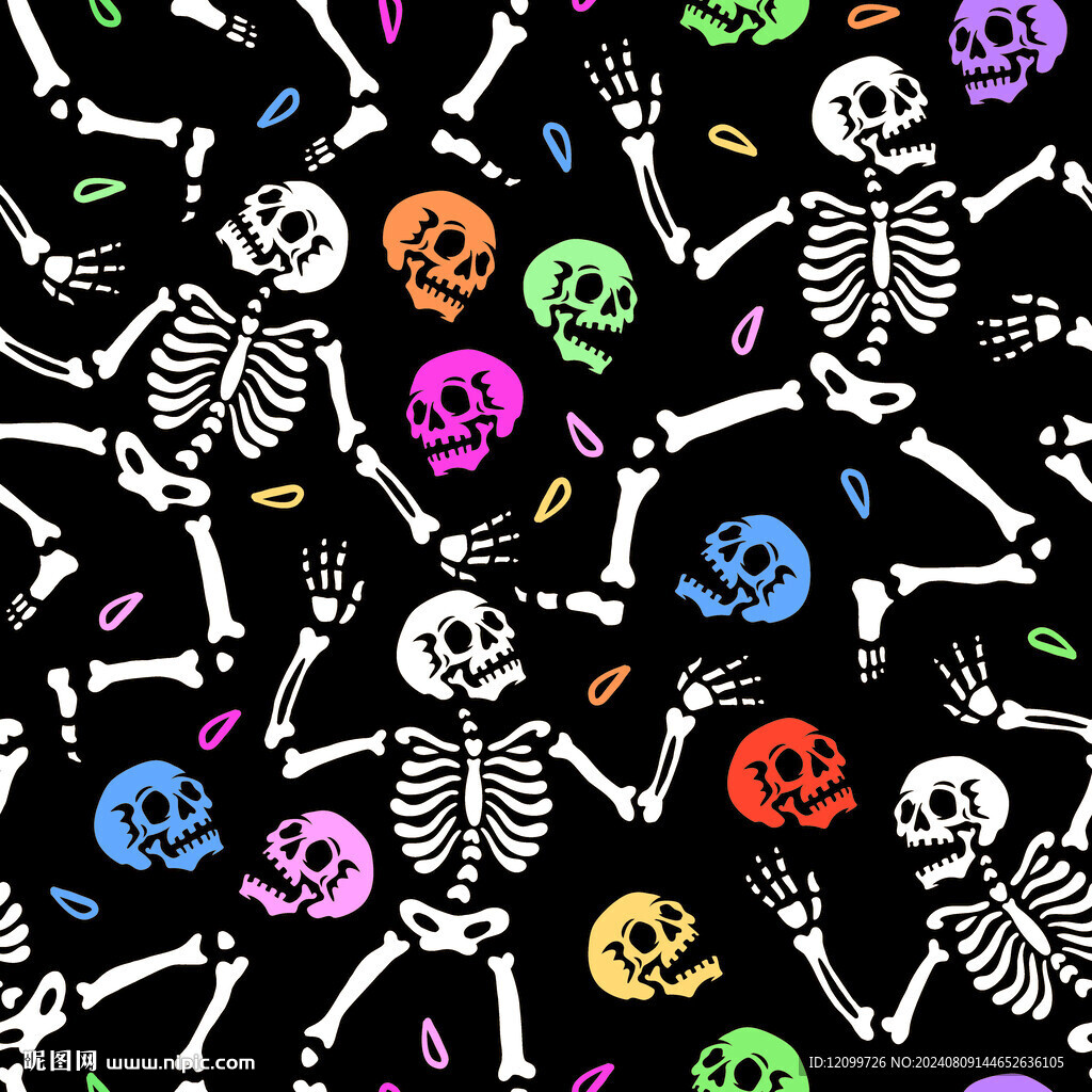 乱花数码印花骷髅头