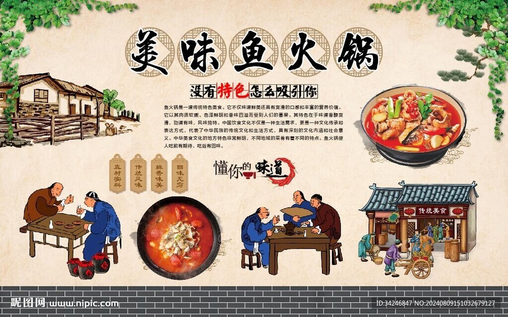 火锅鱼背景墙