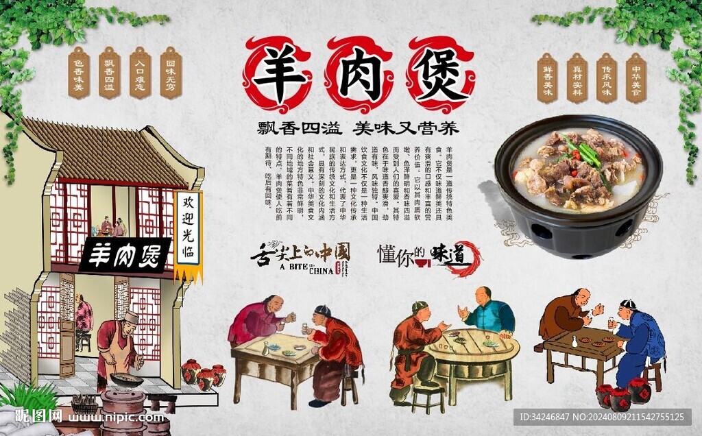 羊肉煲背景墙 
