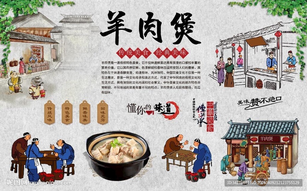 羊肉煲背景墙