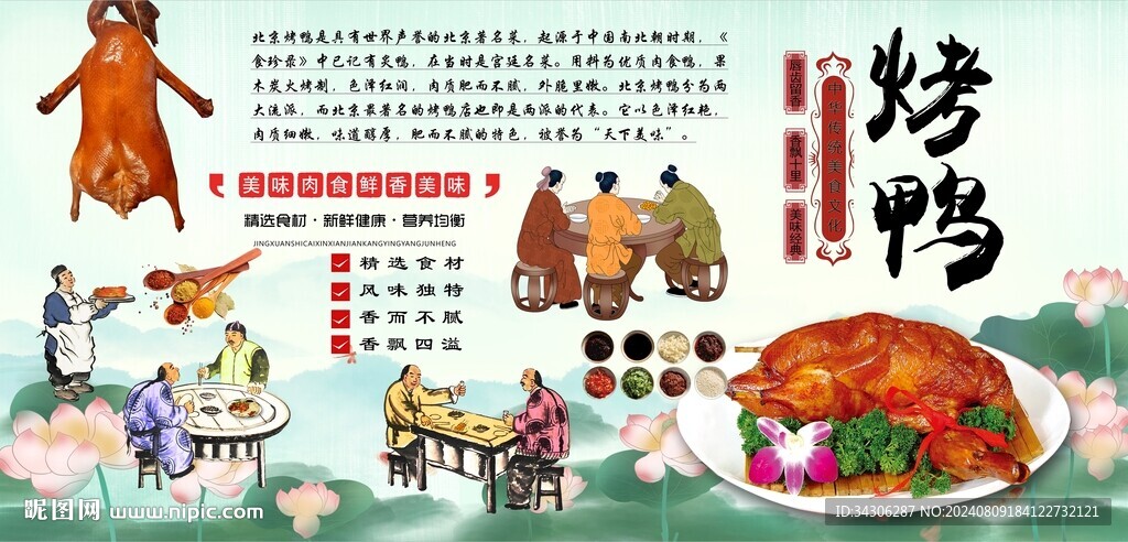 烤鸭背景墙