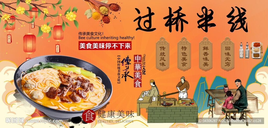 过桥米线背景墙