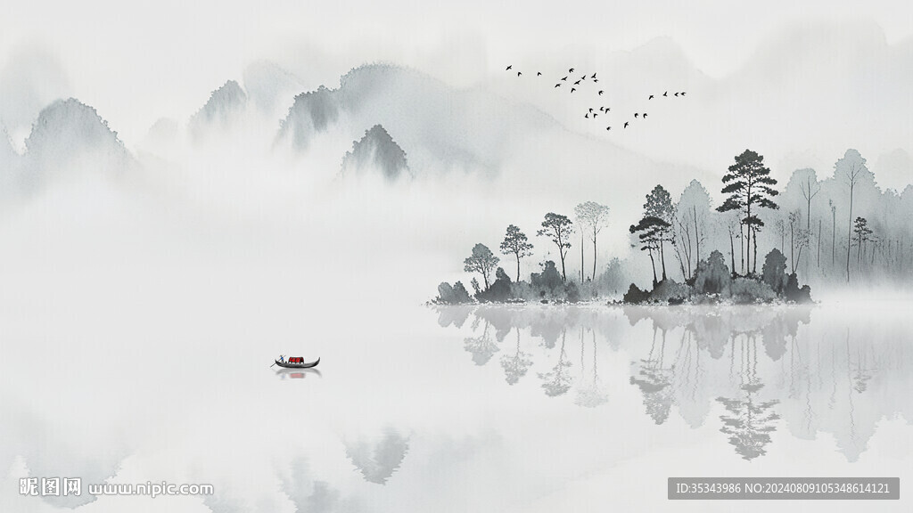 中式水墨画背景墙