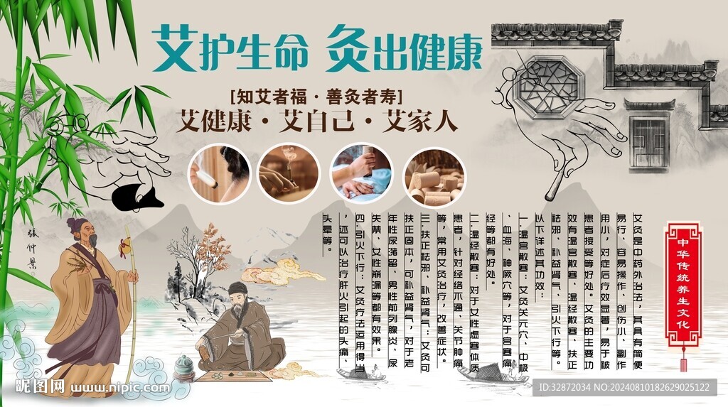 艾灸背景墙