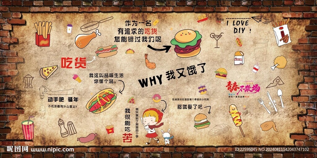 炸鸡汉堡背景墙