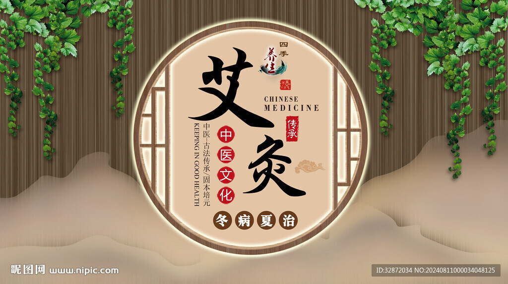 艾灸背景墙