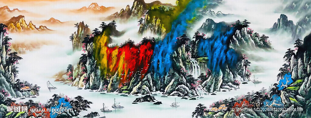 水墨客厅山水画