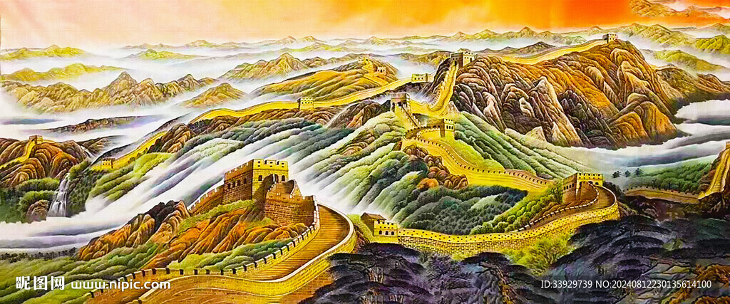 长城山水国画