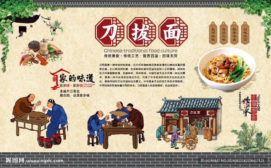 刀拔面背景墙
