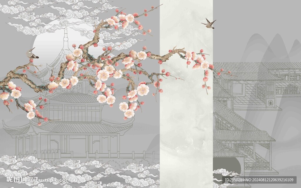 新中式背景墙  