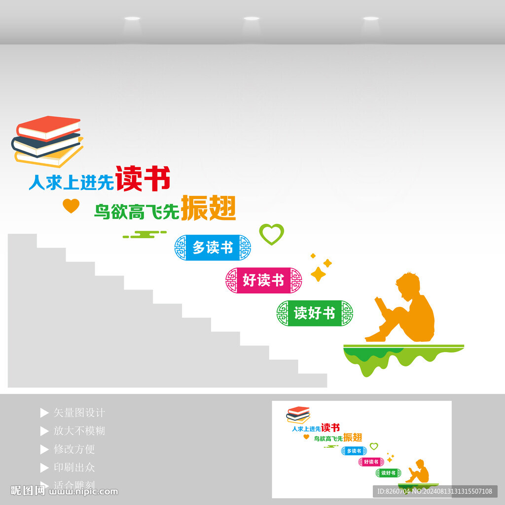 学校阅读楼梯文化墙