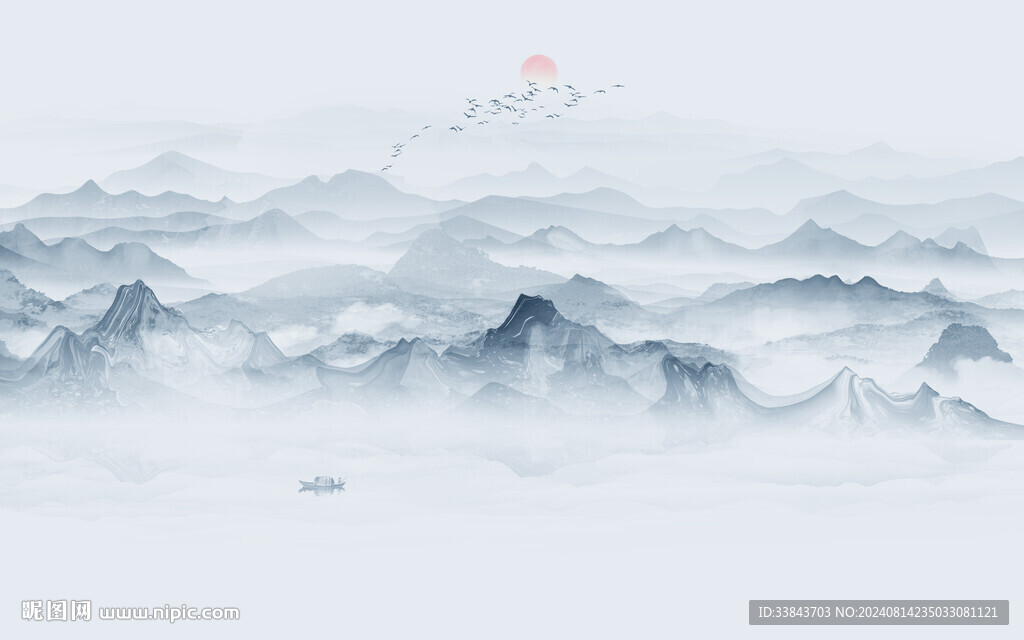 抽象水墨山水画