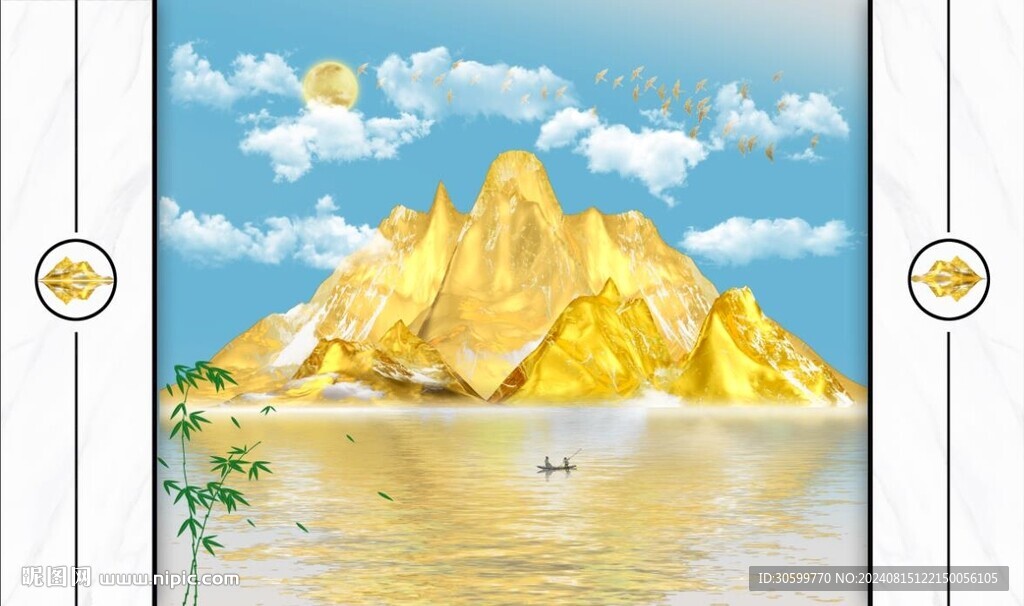 现代意境山水背景装饰画